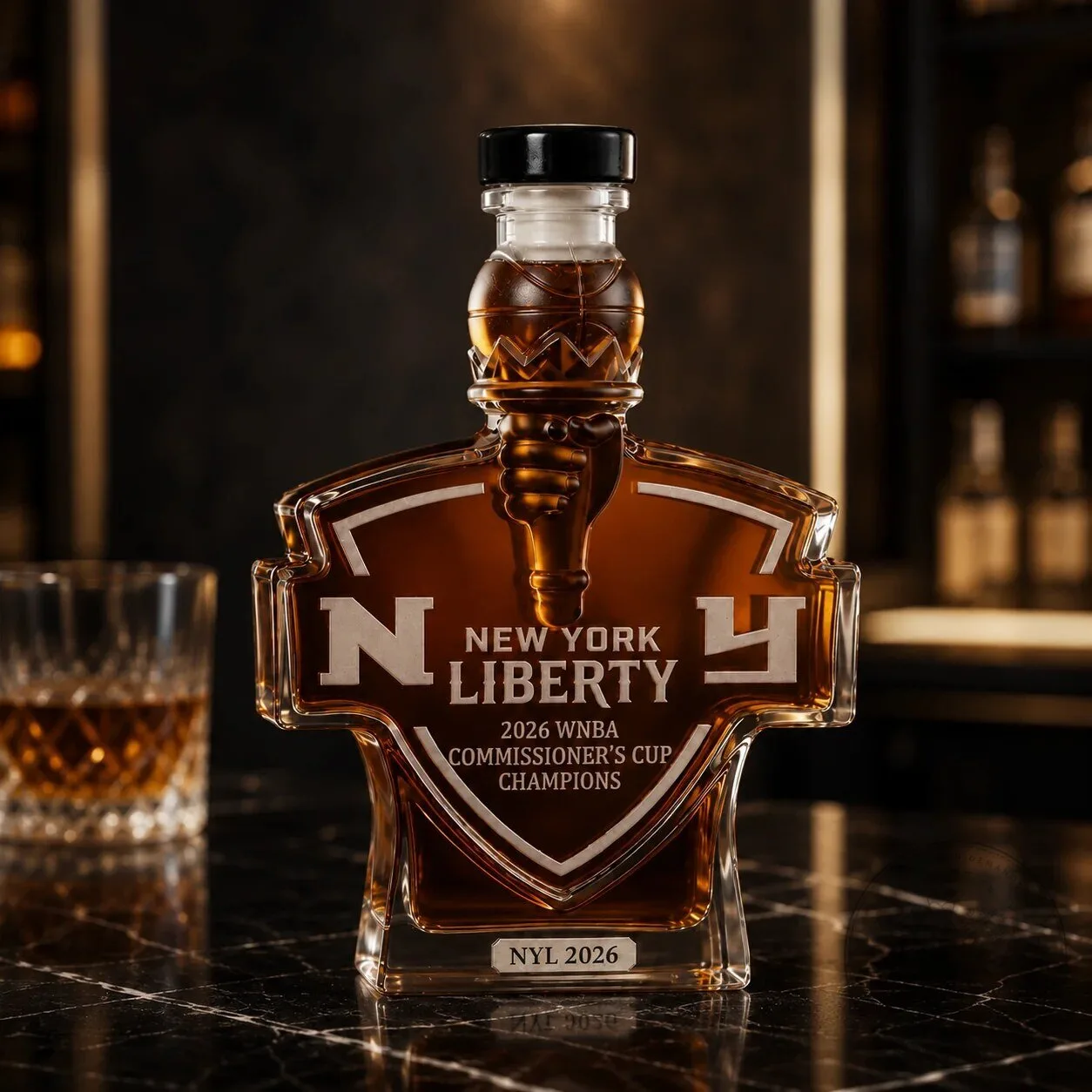 2026 WNBA Commissioner's Cup Champions Whiskey Decanter - New York Liberty Design