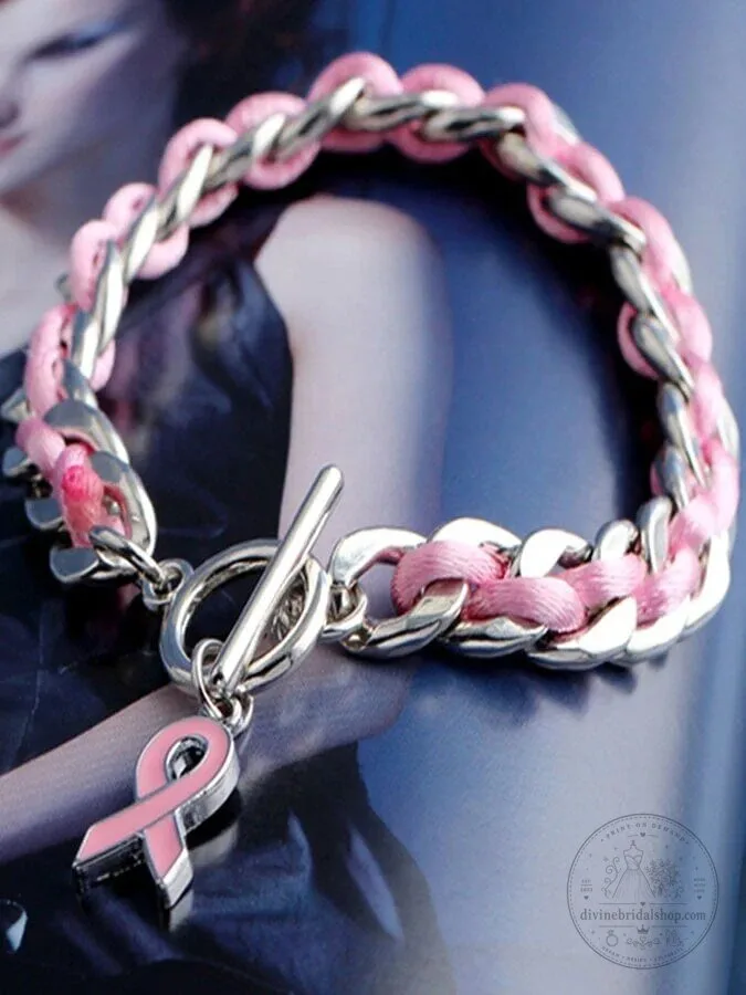Pink Ribbon Charm Bracelet for Breast Cancer Awareness 7 Pink Ribbon Charm Bracelet for Breast Cancer Awareness