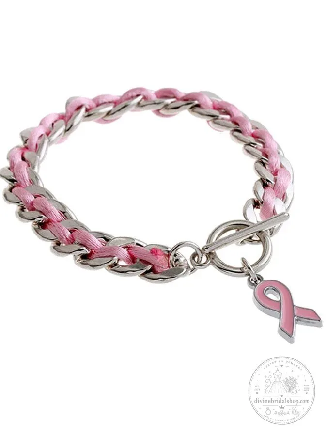 Pink Ribbon Charm Bracelet for Breast Cancer Awareness 11 Pink Ribbon Charm Bracelet for Breast Cancer Awareness