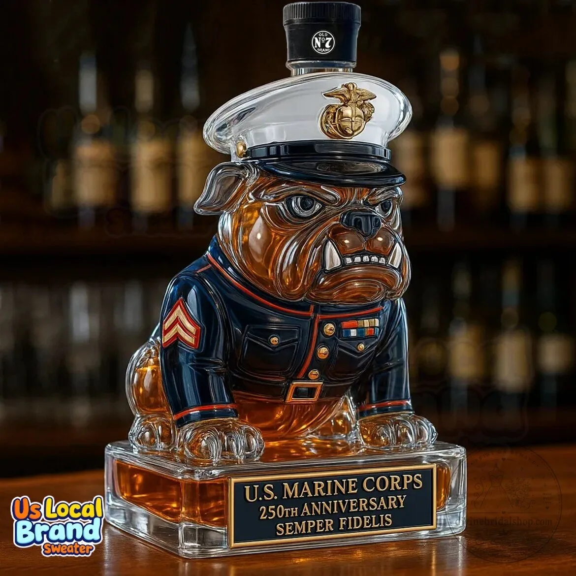 United States Marine Corps 250th Anniversary Bulldog Decanter Whiskey Bottle 5 United States Marine Corps 250th Anniversary Bulldog Decanter Whiskey Bottle