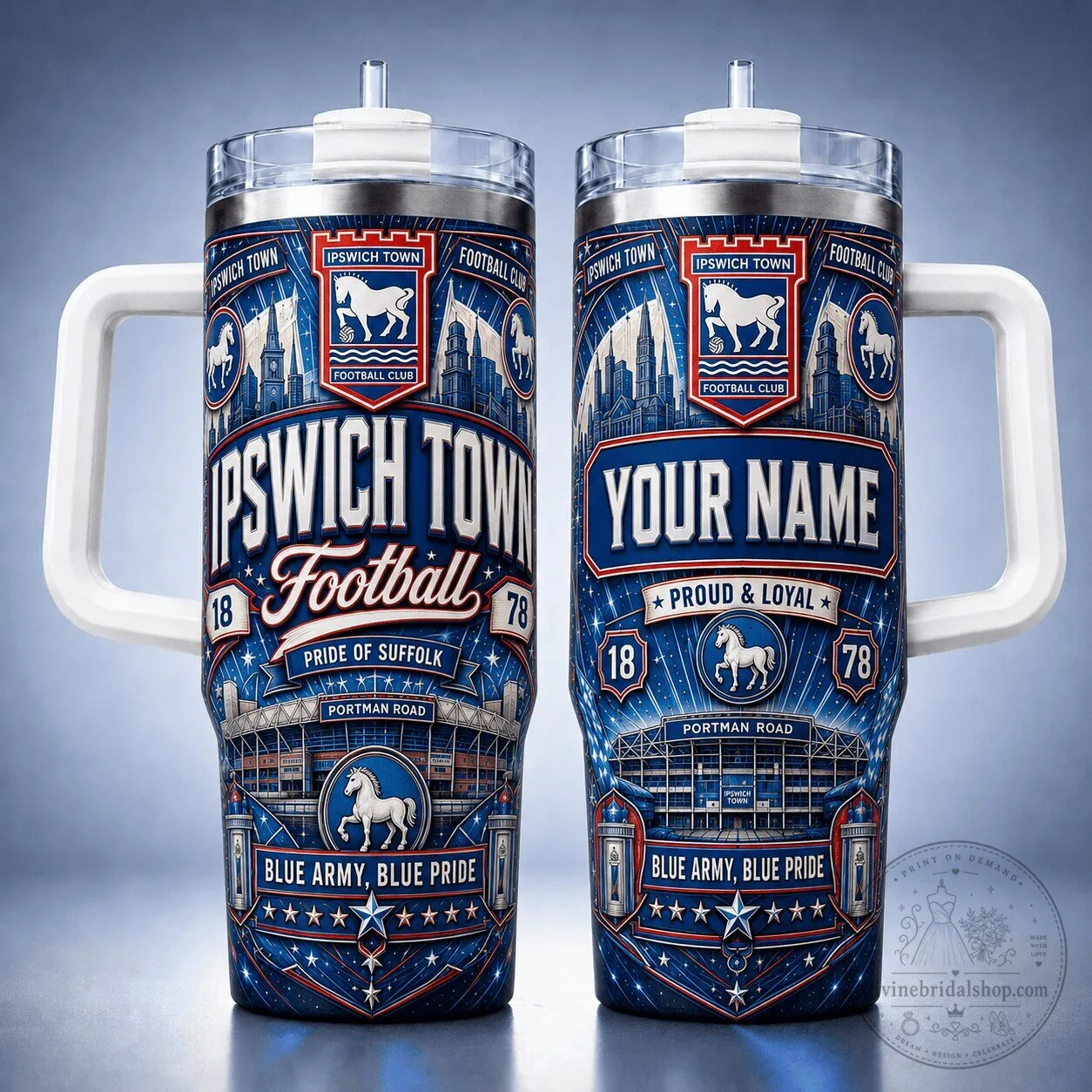 Ipswich Town Football Club Personalized Stainless Steel Tumbler