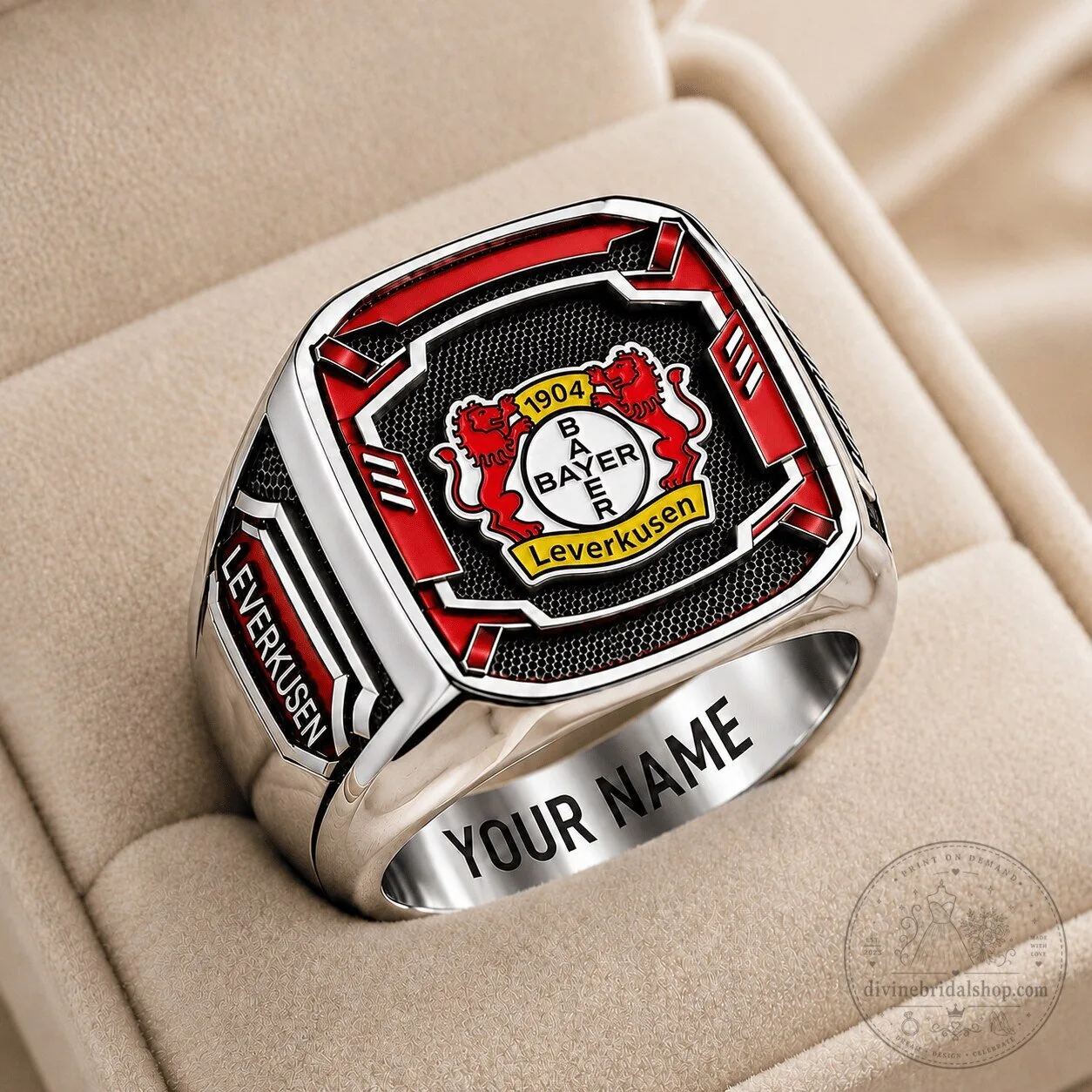 Bayer Leverkusen Bundesliga Football Club Custom Engraved Ring for Men