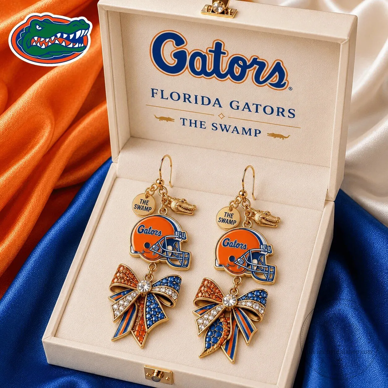 Florida Gators Football Helmet Bow Dangle Earrings