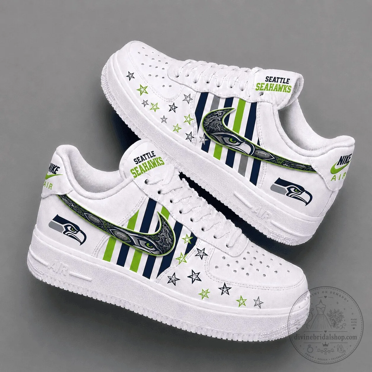 Seattle Seahawks Custom Nike Air Force 1 Low Top Shoes 1 Seattle Seahawks Custom Nike Air Force 1 Low Top Shoes