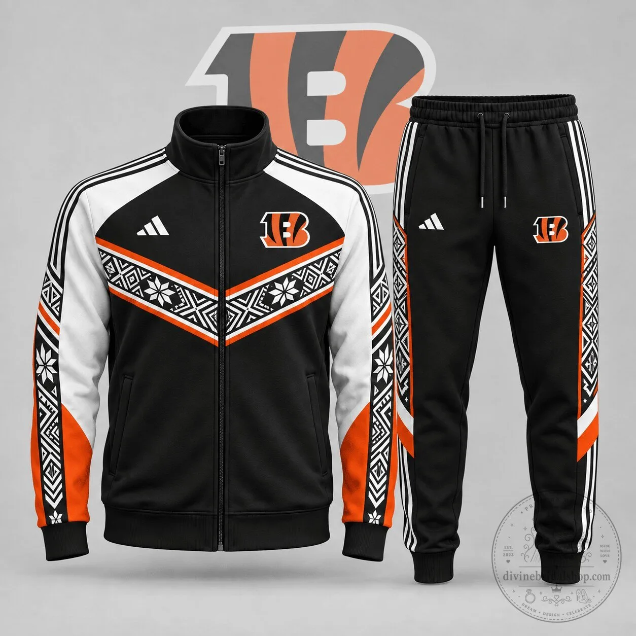Cincinnati Bengals Nordic Pattern Zip Up Track Jacket