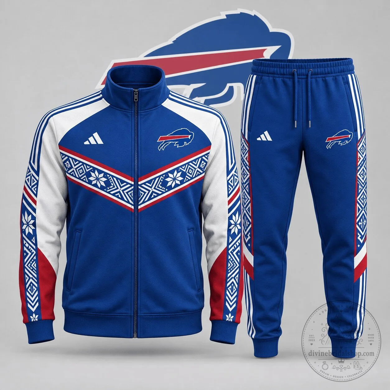 Buffalo Bills Nordic Pattern Full-Zip Track Jacket and Pants Set