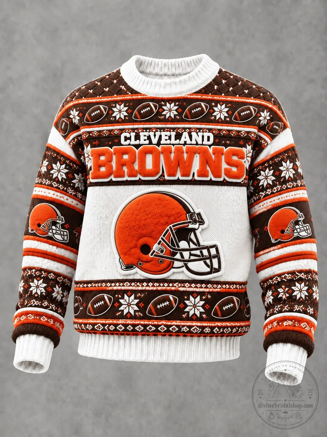 Cleveland Browns Football Team Ugly Christmas Sweater Knit Pullover