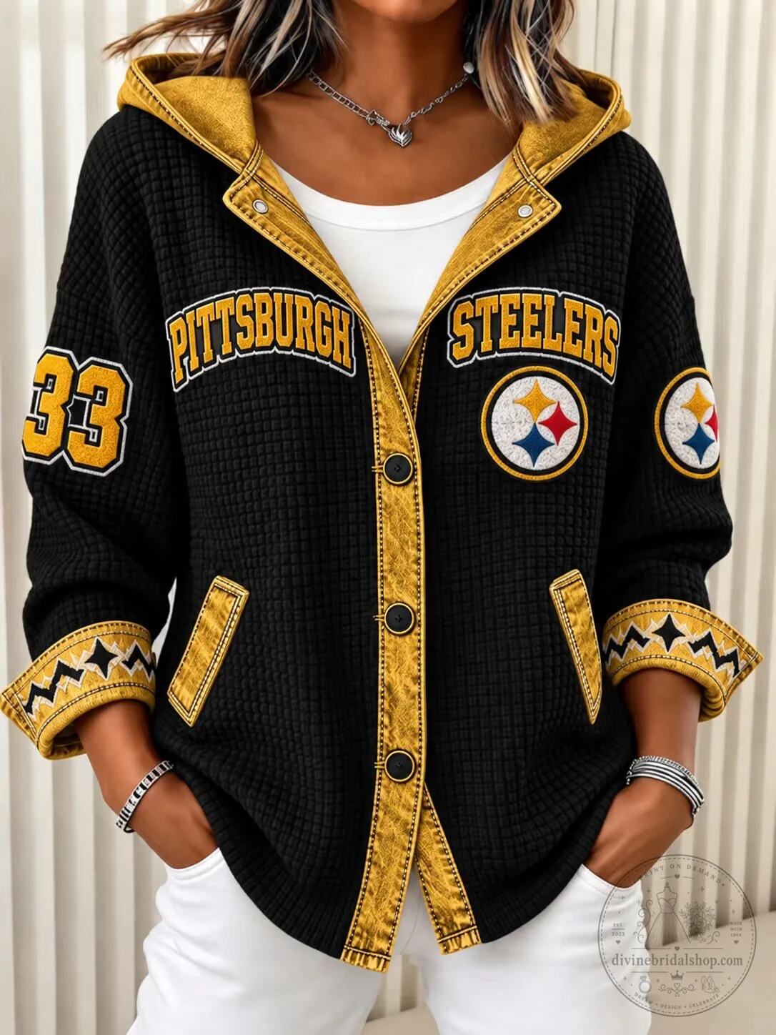 Pittsburgh Steelers Women's Quilted Hoodie Jacket 1 pittsburgh steelers women s quilted hoodie jacket featured
