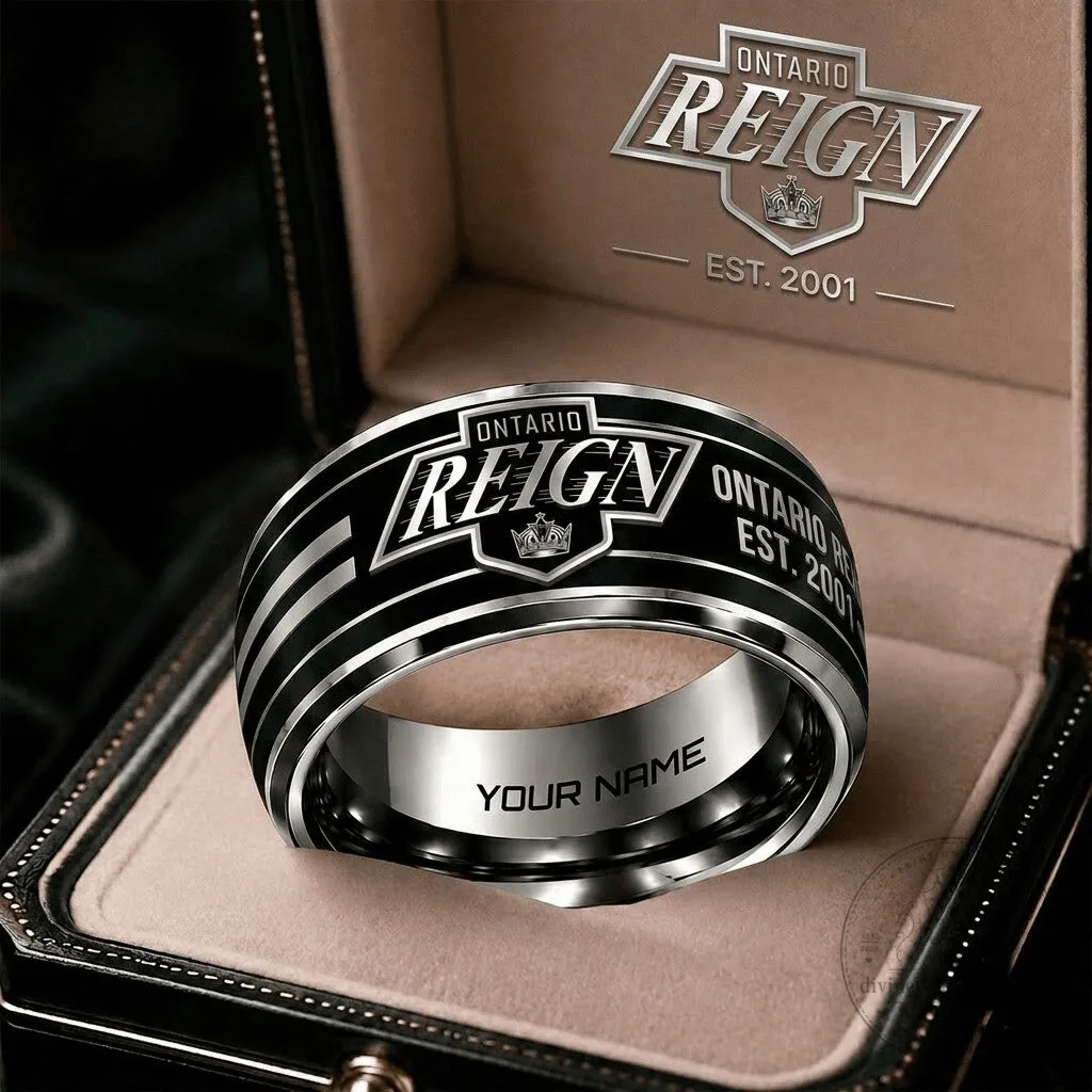 Ontario Reign Hockey Team Personalized Engraved Stainless Steel Ring