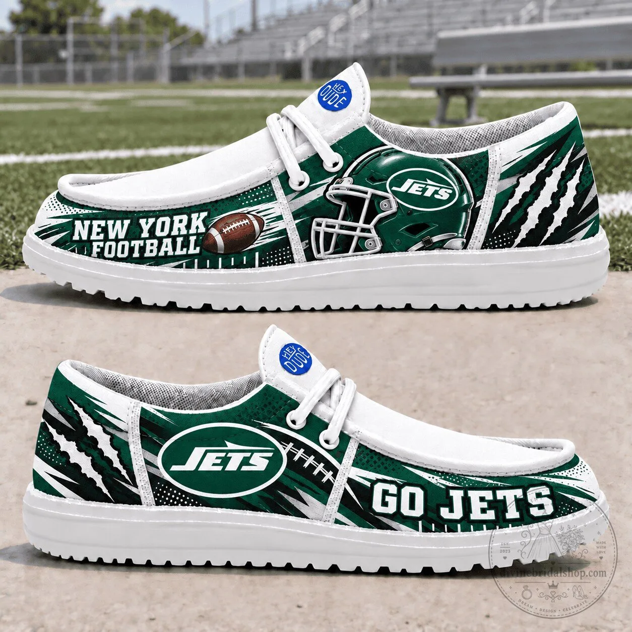 New York Jets Football Team Helmet Design Slip-On Shoes for Men and Women