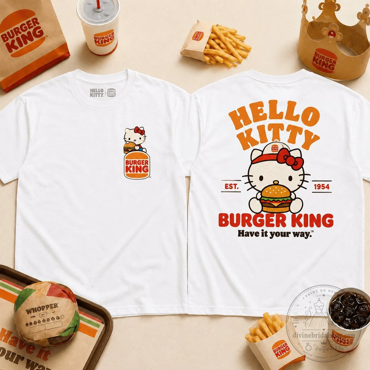 Burger King Hello Kitty Have It Your Way Graphic Print T-Shirt