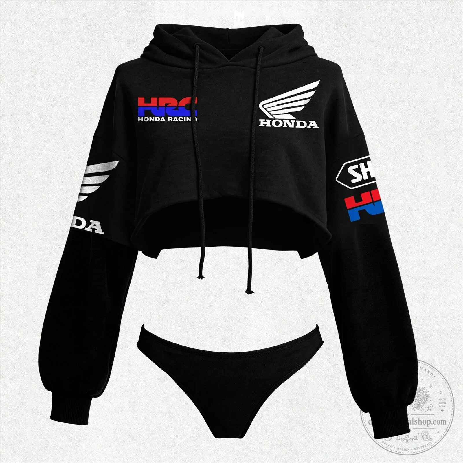 Womens Thong Set and Cropped Hoodie by Honda Racing