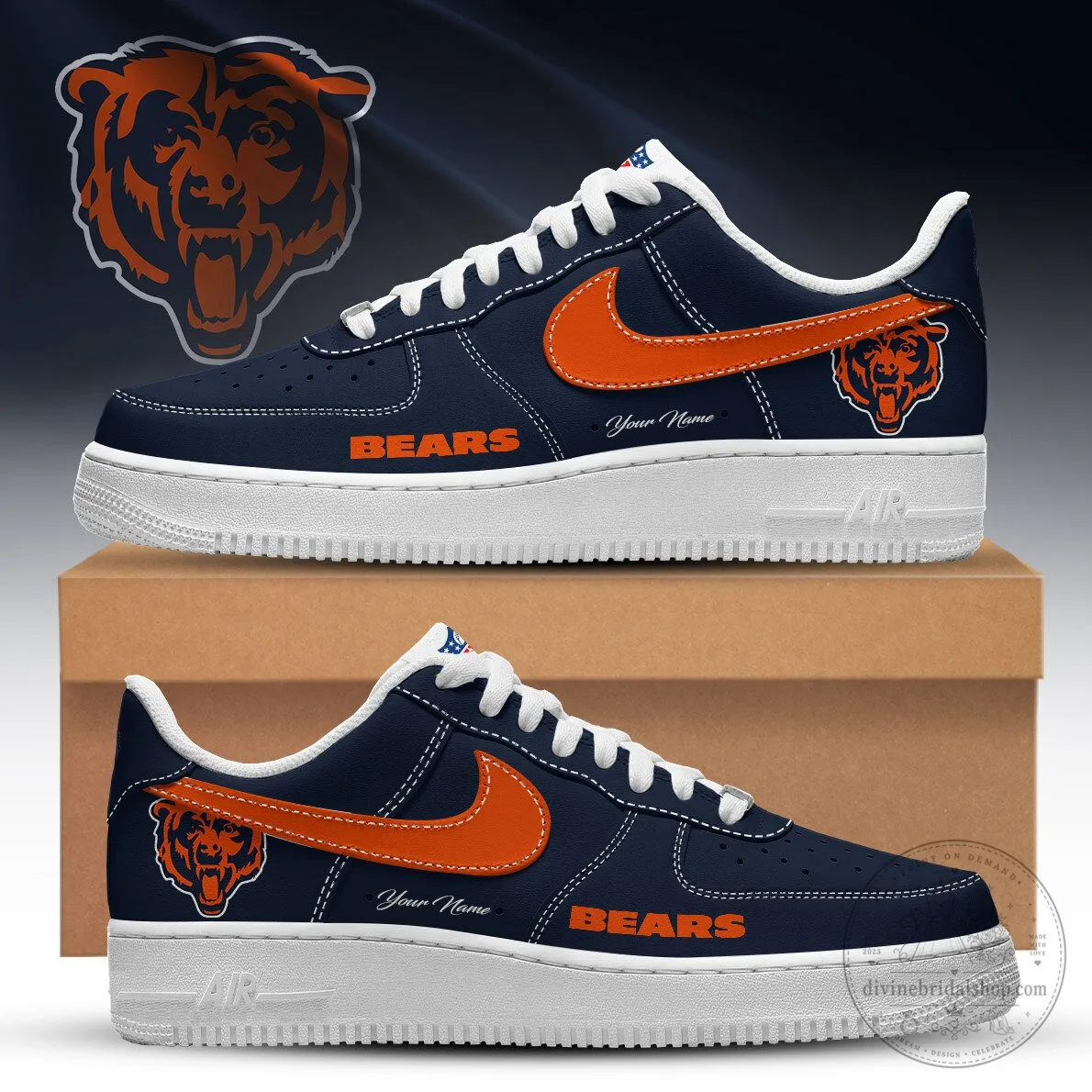 Chicago Bears Heritage Custom Name Low Top Sneakers