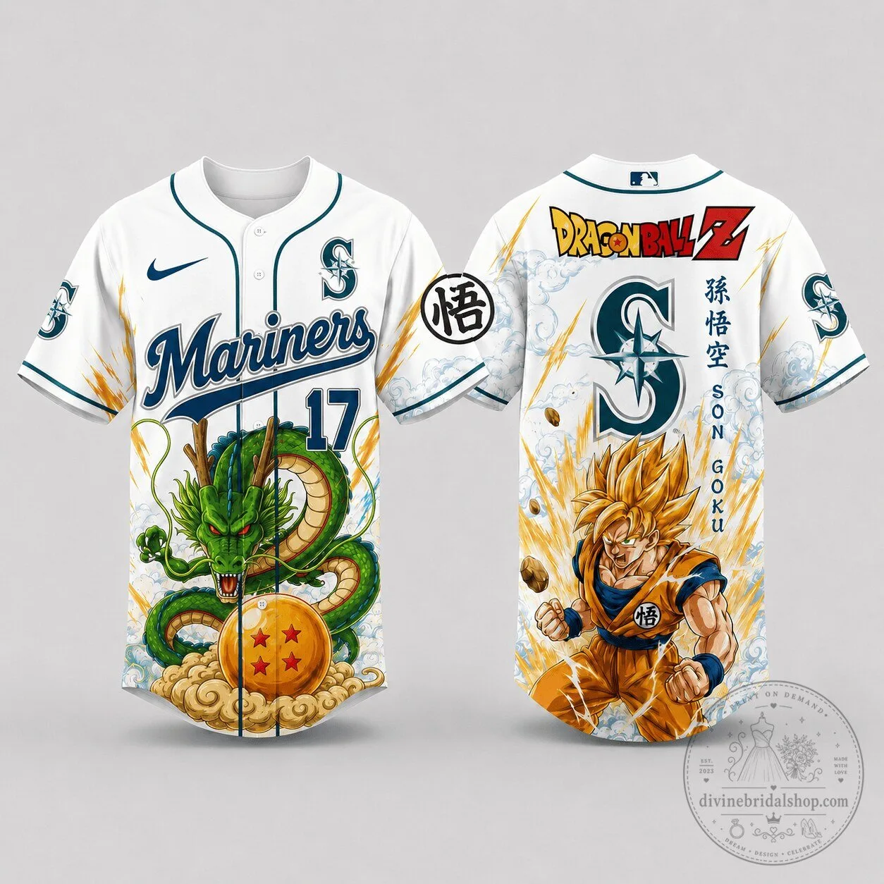 Seattle Mariners Baseball Son Goku Dragon Ball Z Anime Baseball Jersey