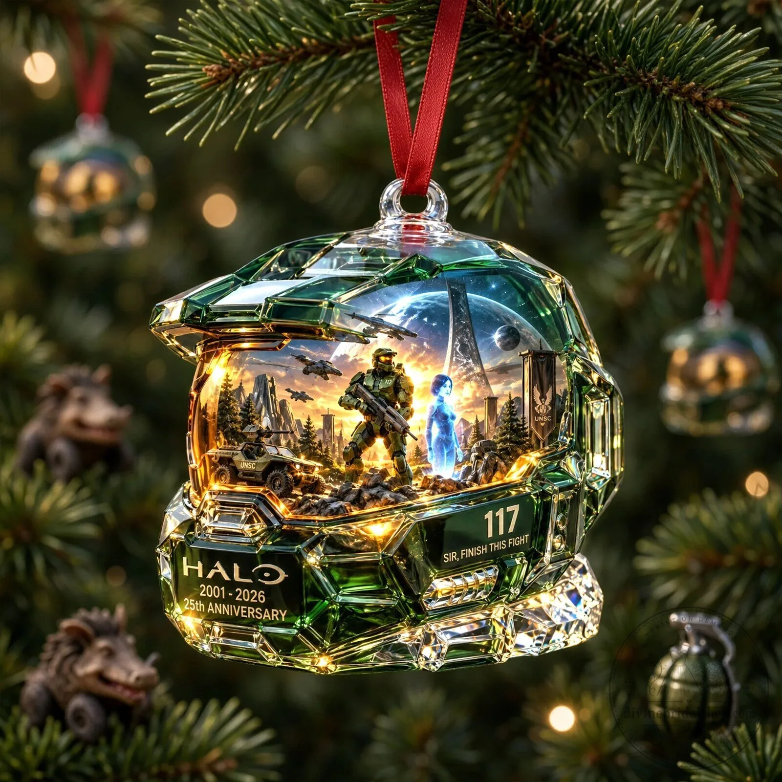 Halo Master Chief Helmet Christmas Ornament, 25th Anniversary Collectible