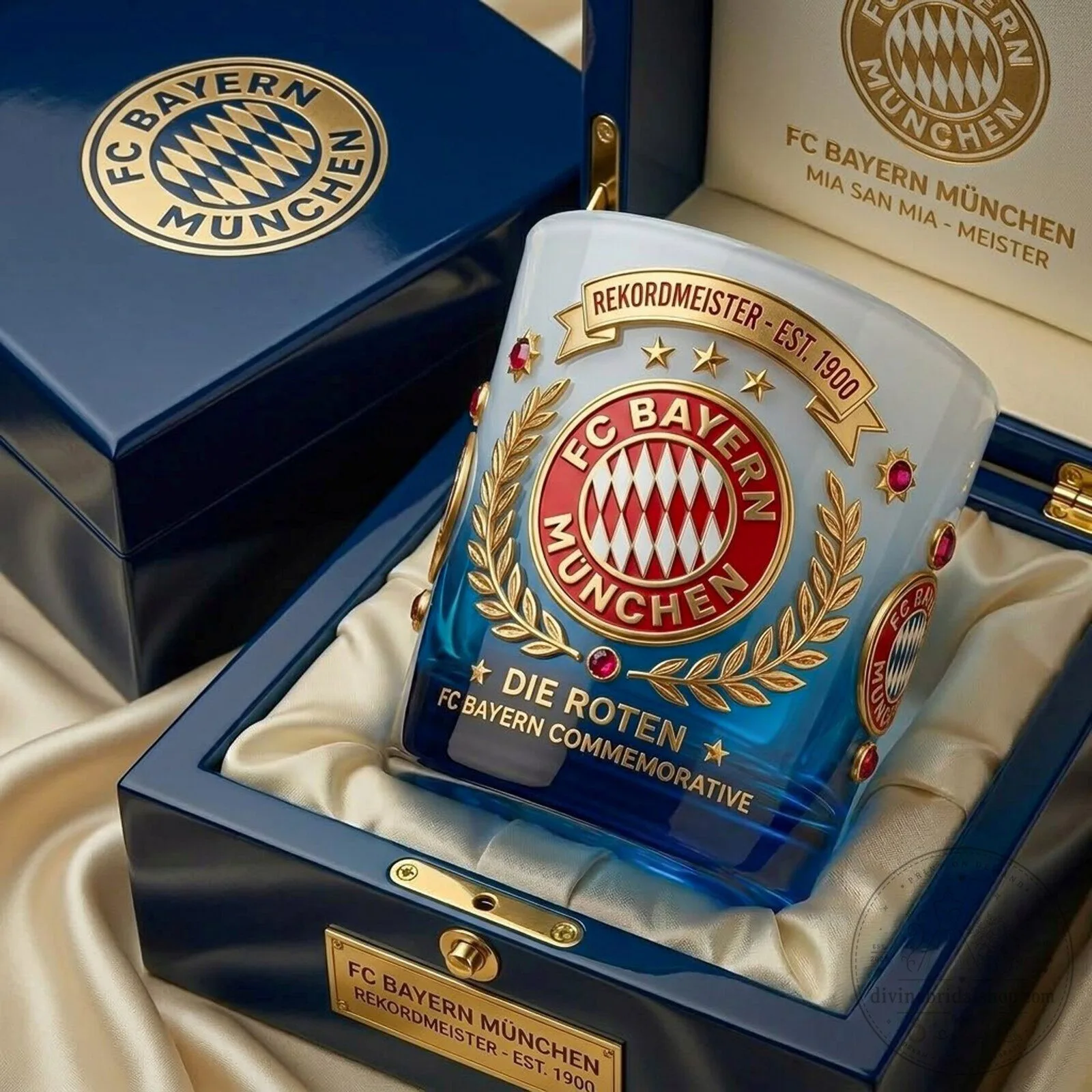 FC Bayern München Commemorative Whiskey Glass with Gold Embellishments
