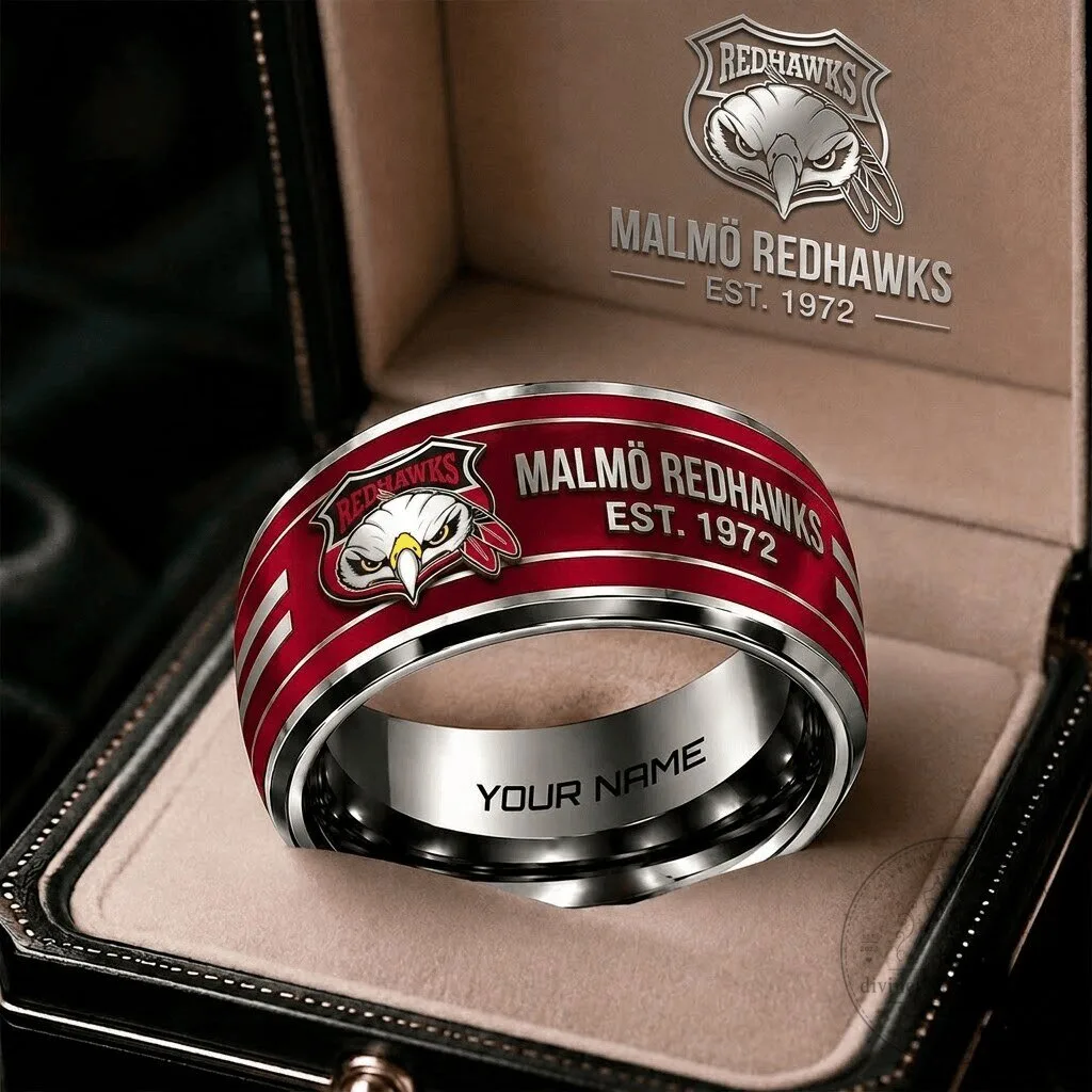 Malmö Redhawks Ice Hockey Team Personalized Stainless Steel Ring