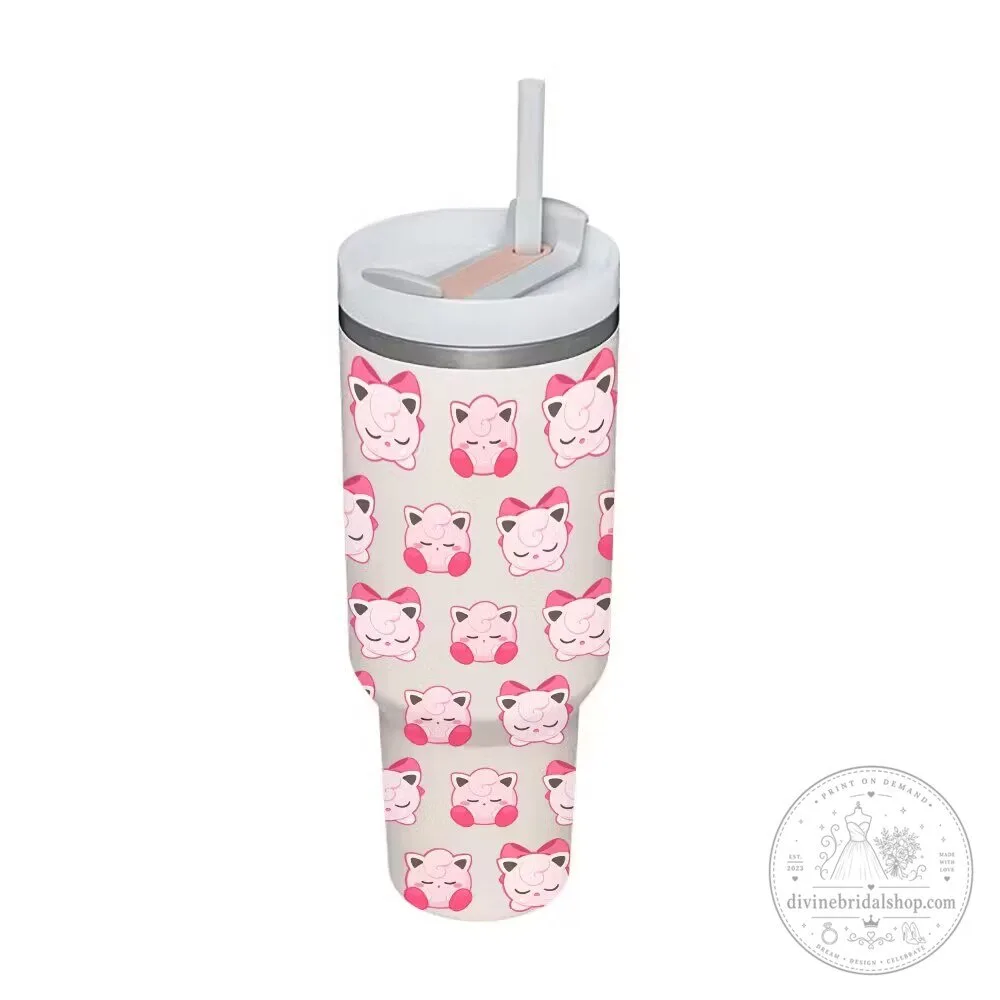 Jigglypuff Pokémon Cute Pink Character Pattern Stainless Steel Tumbler