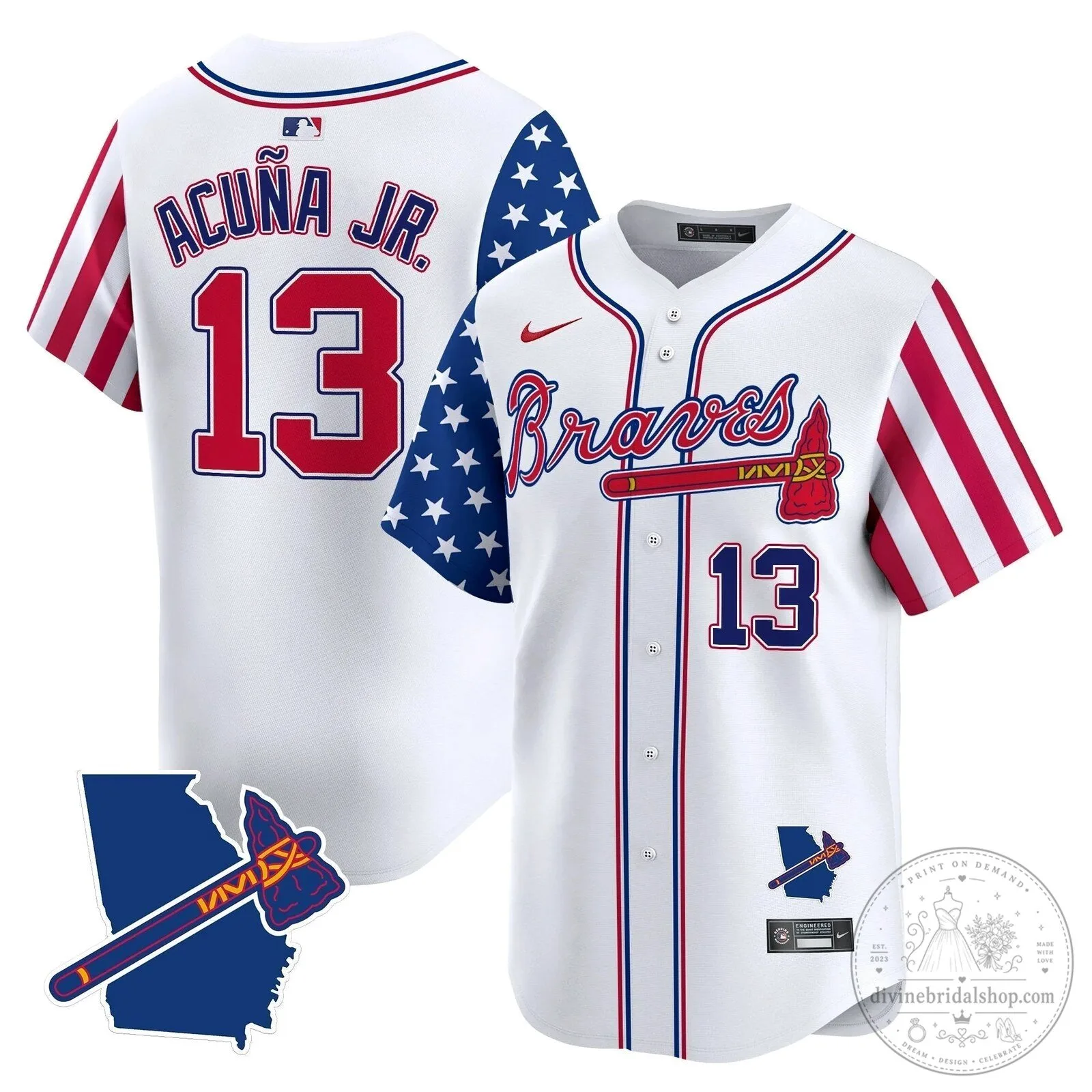 Atlanta Braves Ronald Acuña Jr. Independence Day Baseball Jersey