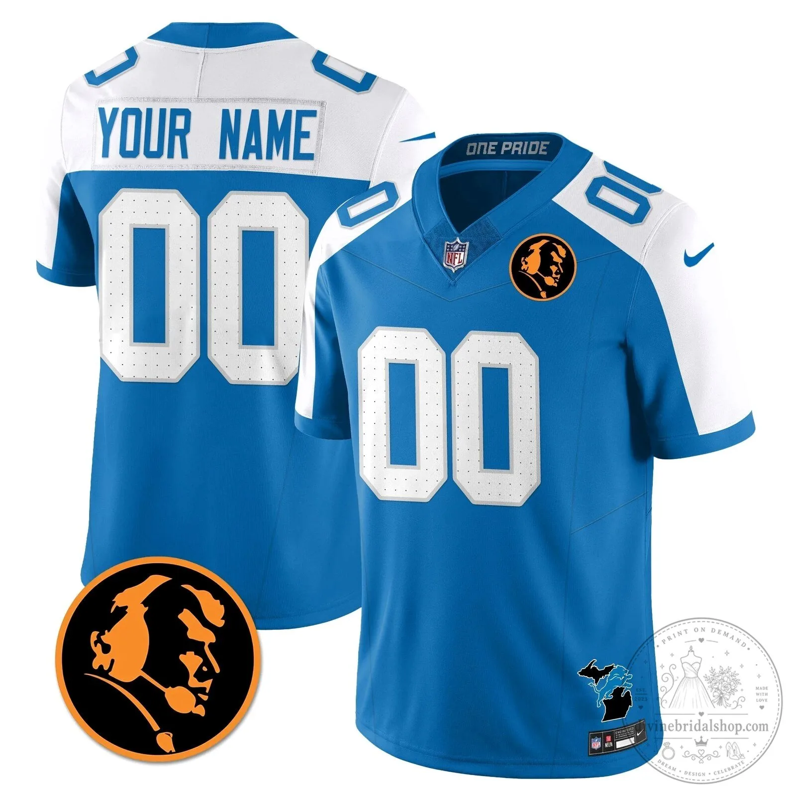 John Madden Detroit Lions Football Jersey Custom Name and Number