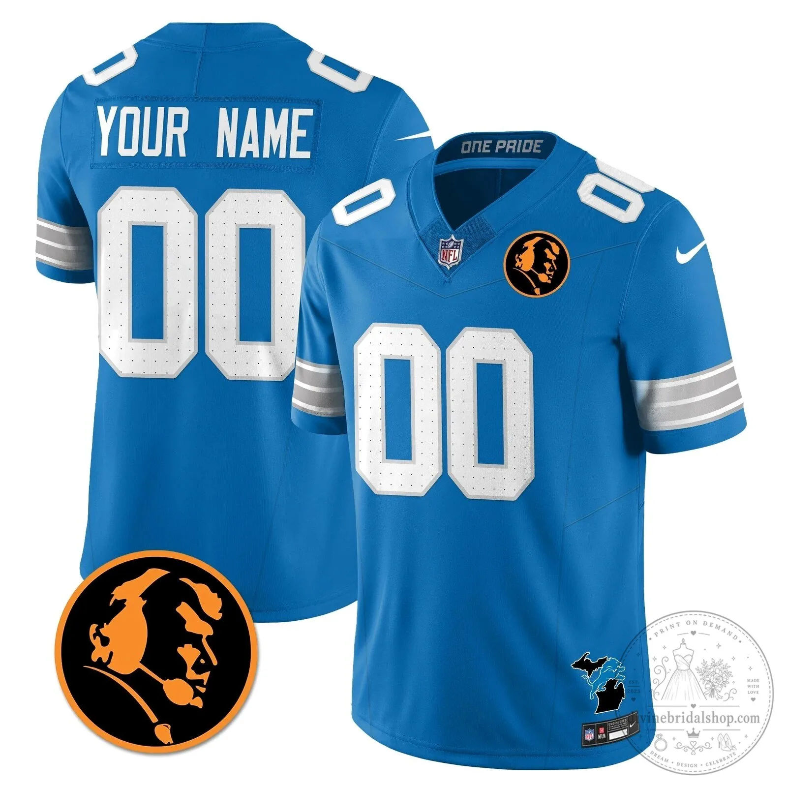 John Madden Detroit Lions Football Jersey Custom Name and Number 5 John Madden Detroit Lions Football Jersey Custom Name and Number