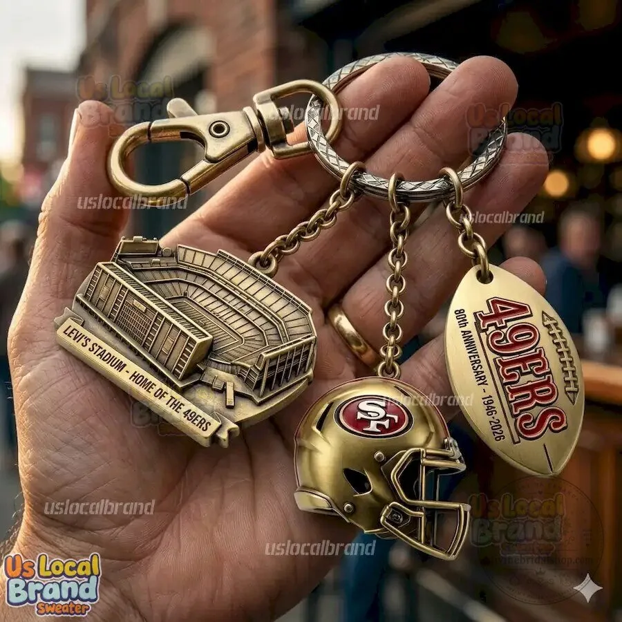 San Francisco 49ers 80th Anniversary Levi's Stadium Football Helmet Keychain