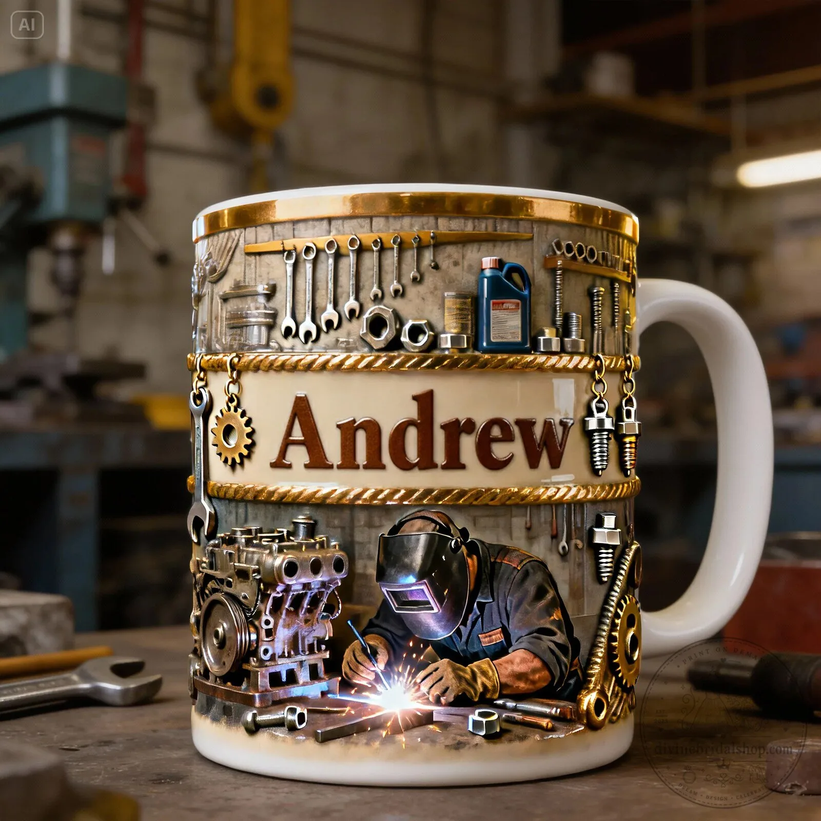 Personalized Welder At Work Tools And Engine Design Coffee Mug