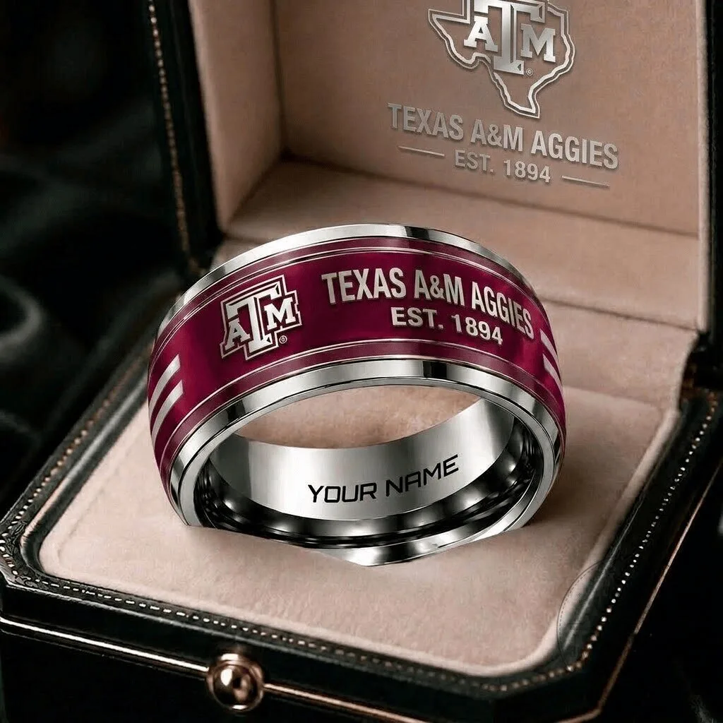 Engraved College Football Team Ring for Texas A&M Aggies - Personalized Design