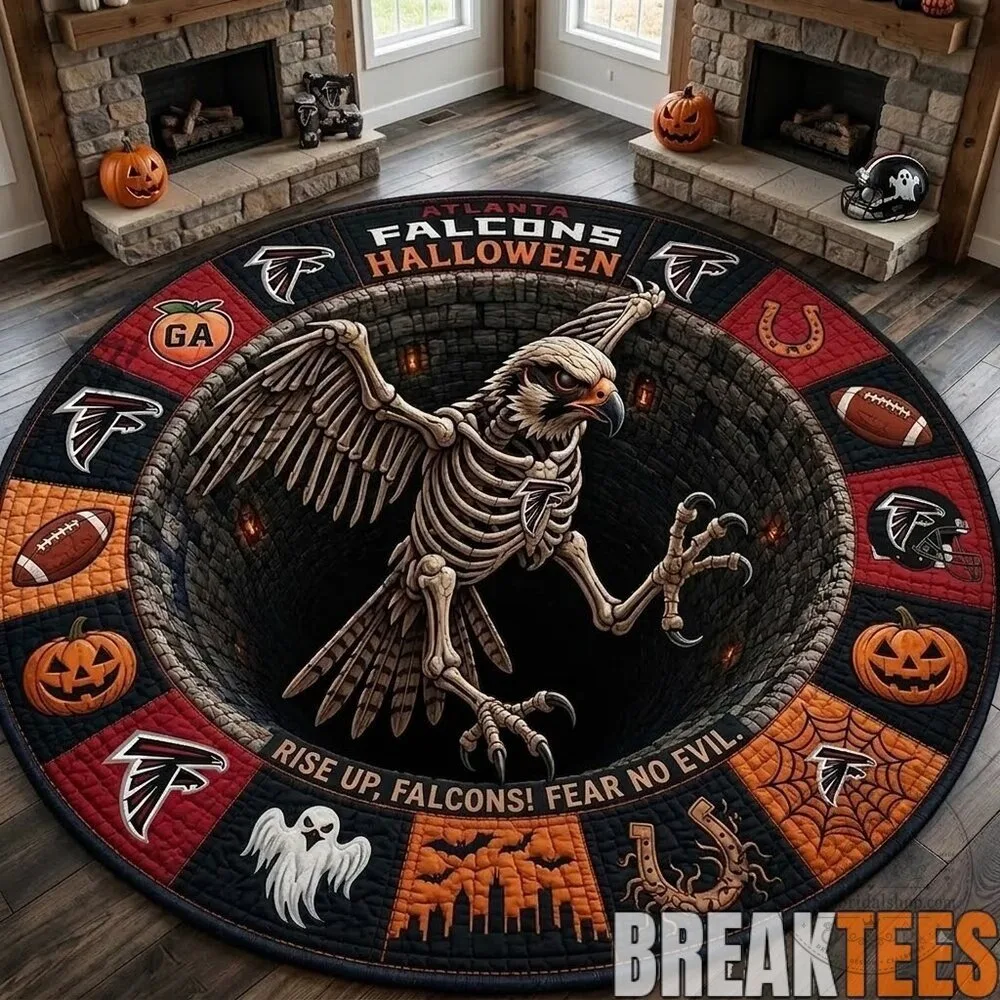 Atlanta Falcons Halloween Skeleton Falcon Rise Up Round Rug