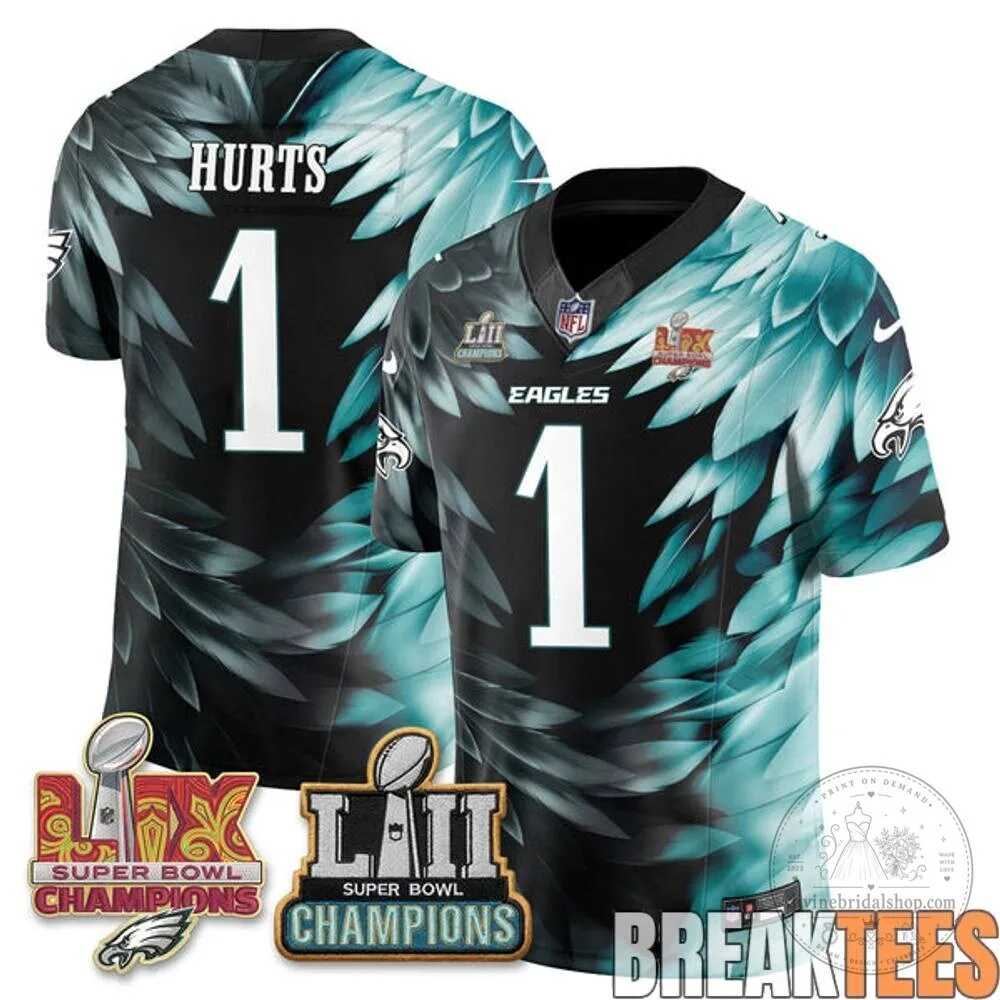 Philadelphia Eagles Jalen Hurts Super Bowl LII Champions Football Jersey 7 Philadelphia Eagles Jalen Hurts Super Bowl LII Champions Football Jersey