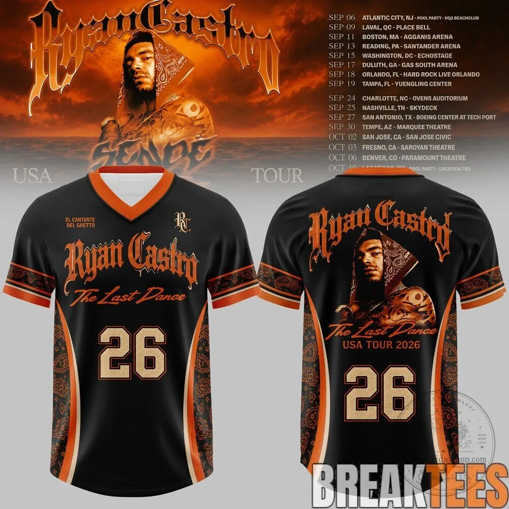 Ryan Castro The Last Dance USA Tour 2026 Black Baseball Jersey