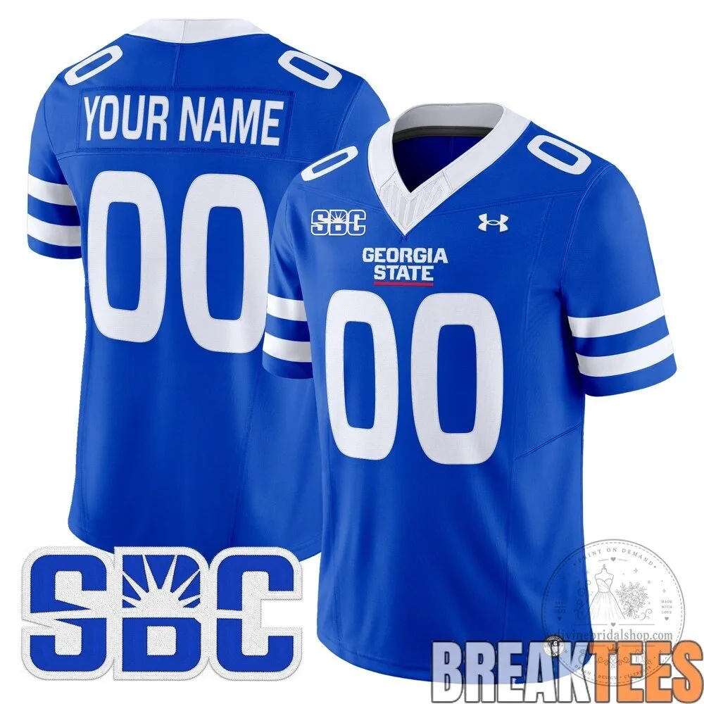 Georgia State Panthers Custom Stitched Football Jersey 4 Georgia State Panthers Custom Stitched Football Jersey