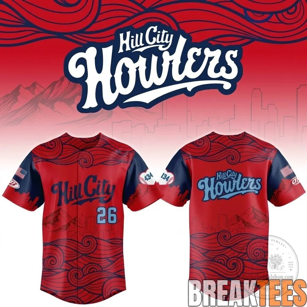 Hill City Howlers Baseball Team Red and Blue Custom Baseball Jersey
