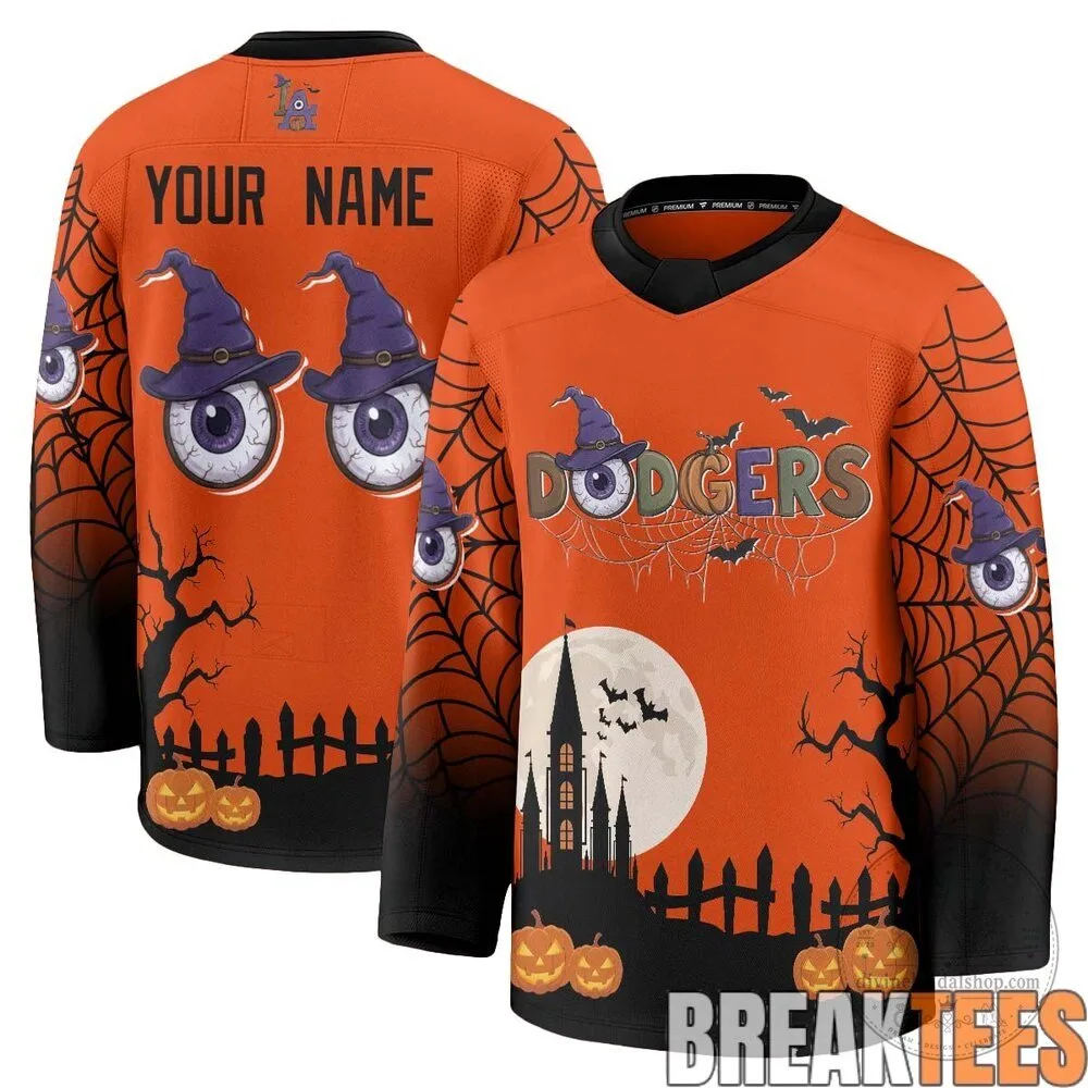 Los Angeles Dodgers Halloween Spooky Night Custom Hockey Jersey