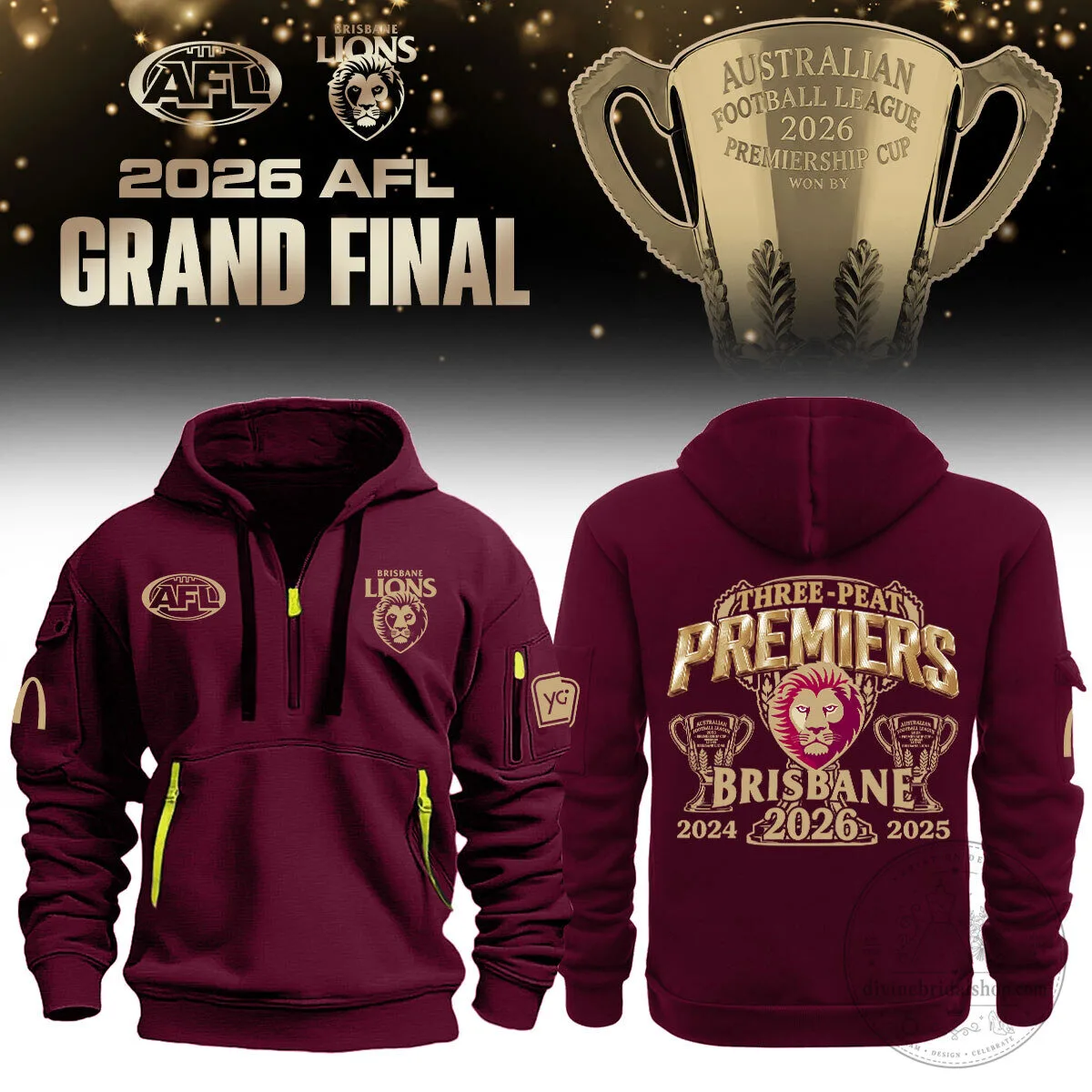 Brisbane Lions Australian Football League 2026 Grand Final Premiership Hoodie