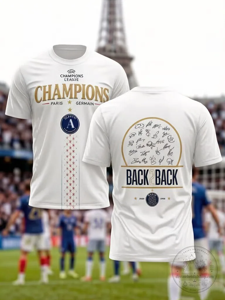 France Football Paris Saint-Germain Champions League Back 2 Back T-Shirt
