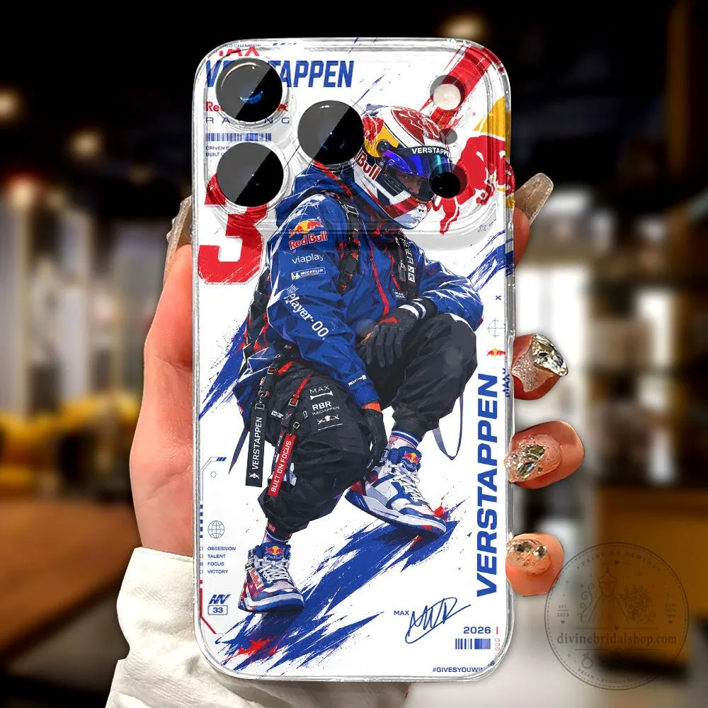 Max Verstappen Red Bull Racing Formula 1 Driver Clear Phone Case