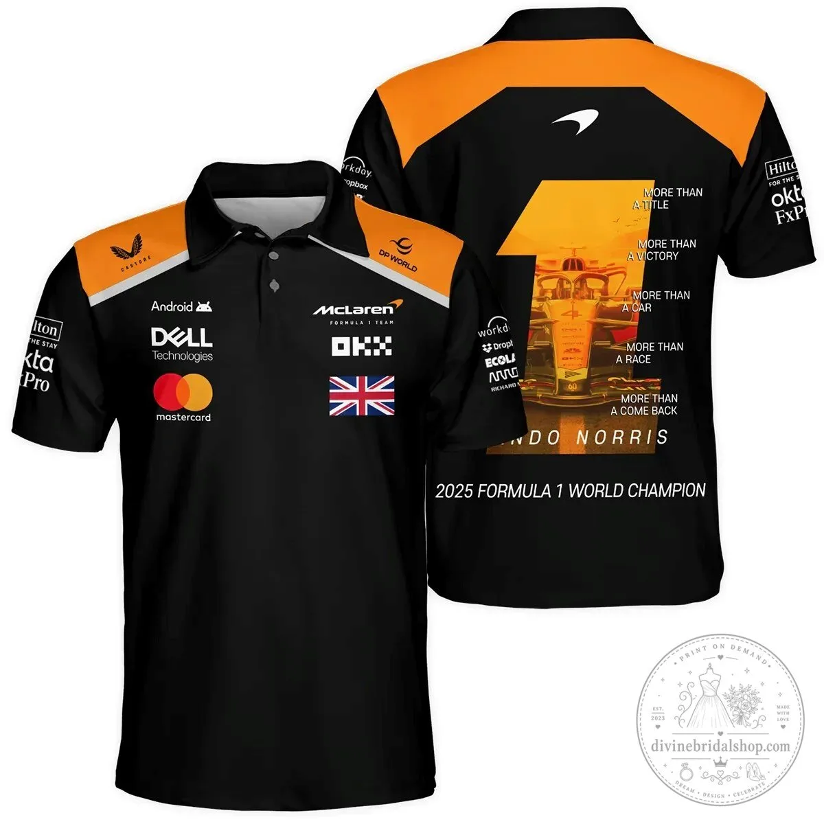 Lando Norris 2025 Formula 1 World Champion Polo Shirt