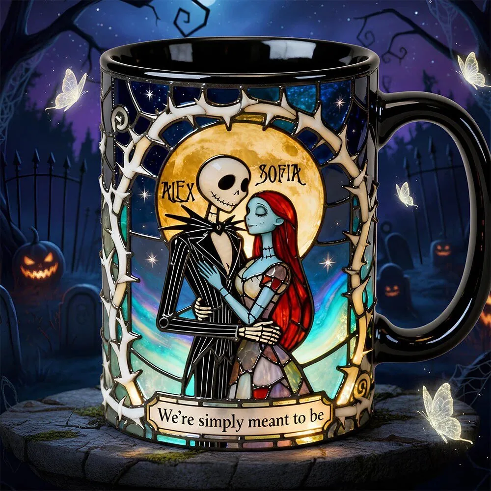 Personalized Coffee Mug featuring Jack and Sally from The Nightmare Before Christmas
