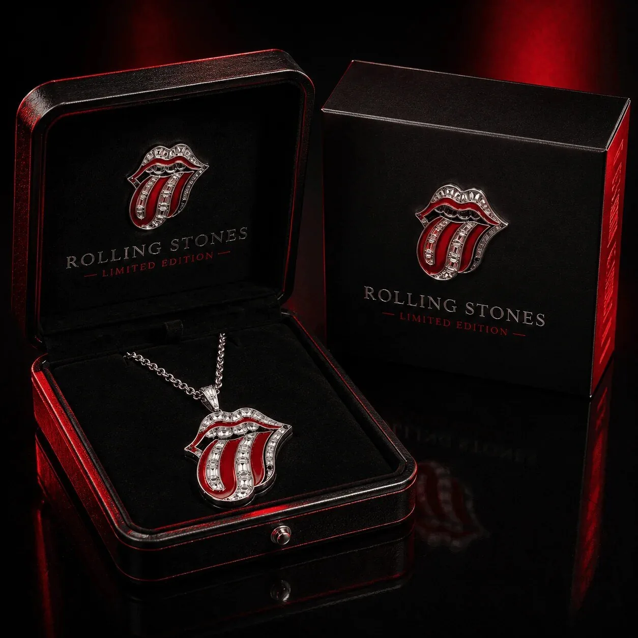 Rolling Stones Limited Edition Tongue and Lips Diamond Pendant Necklace