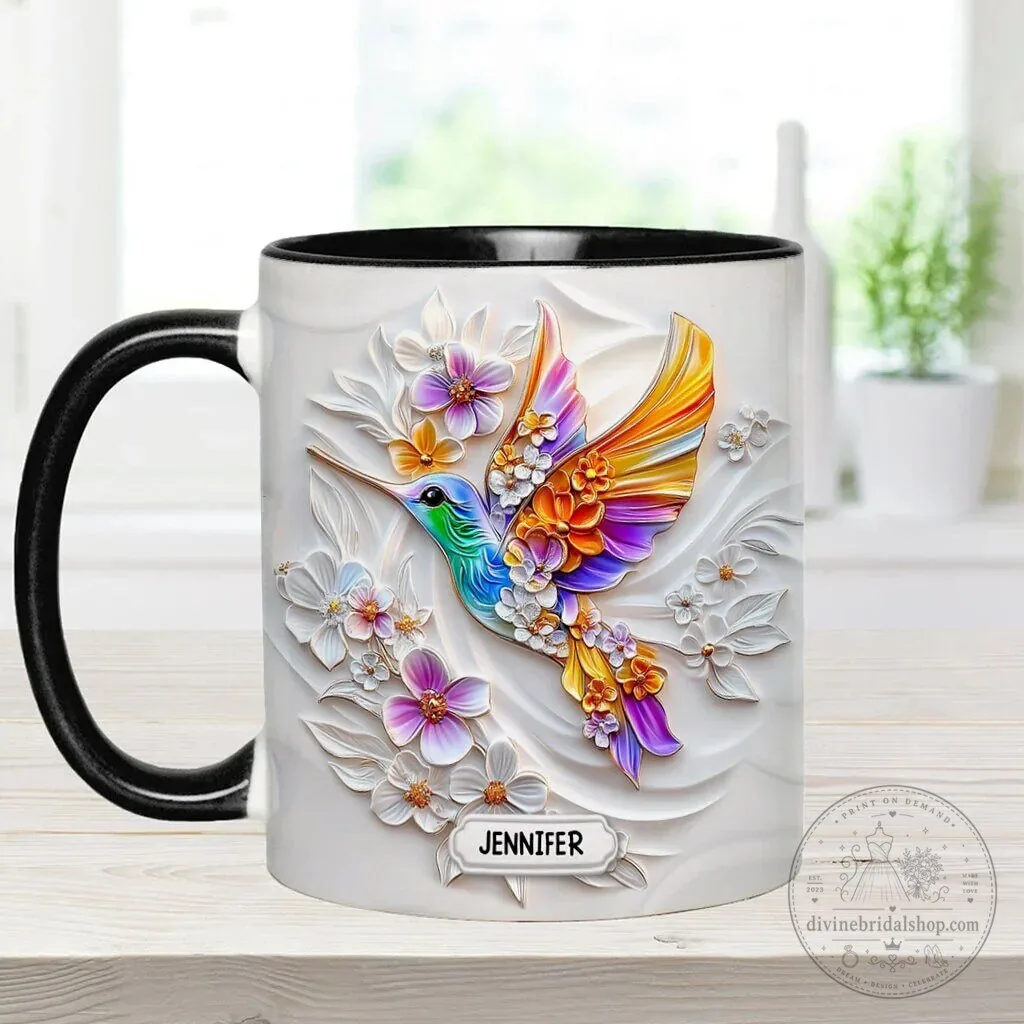 Personalized Hummingbird and Flowers Coffee Mug