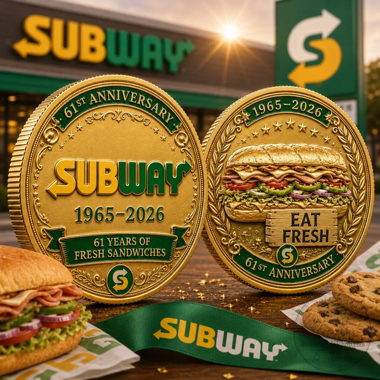 Subway 61st Anniversary Gold Commemorative Coin 1965-2026 Fresh Sandwiches