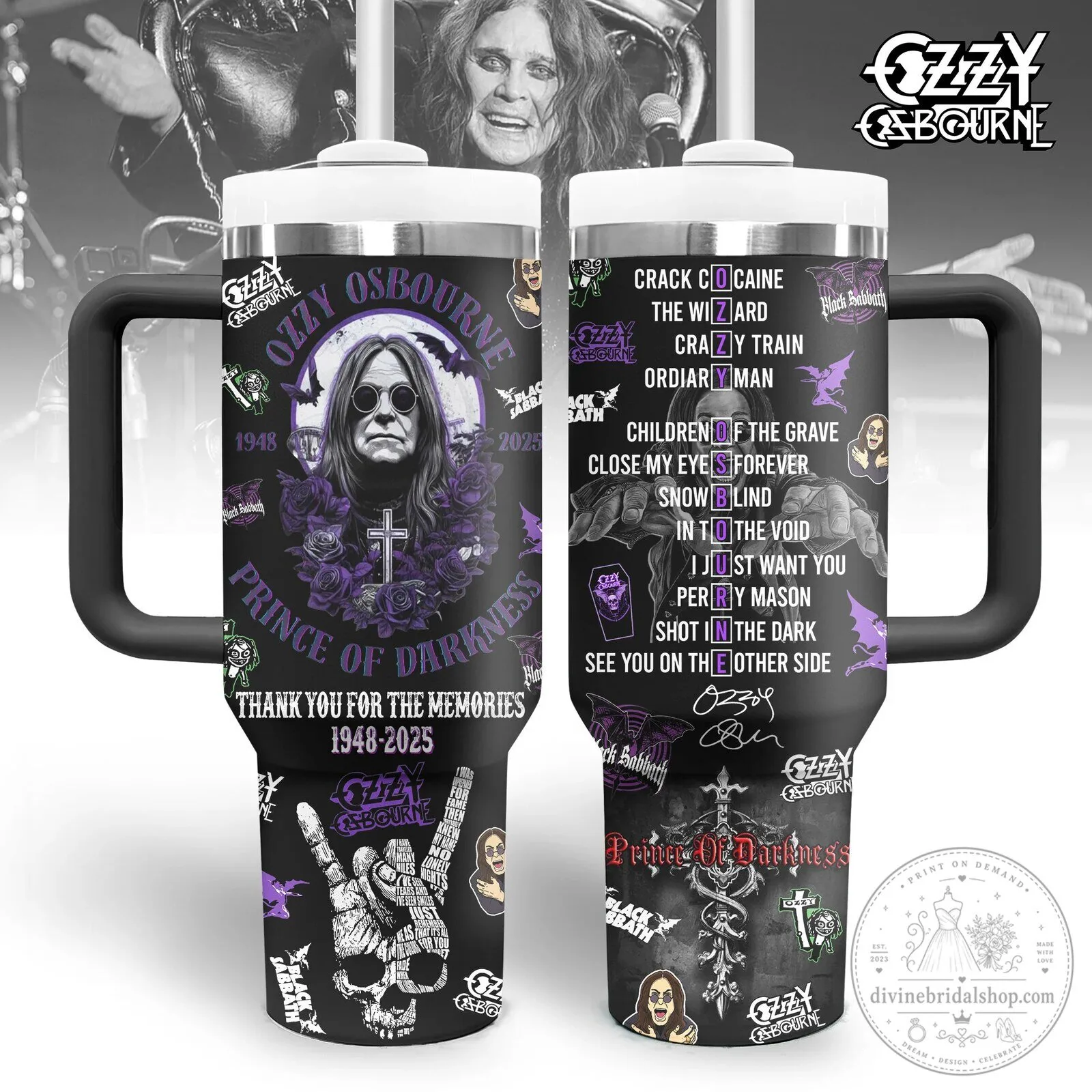Thank You for the Memories Tumbler featuring Ozzy Osbourne, the Prince of Darkness