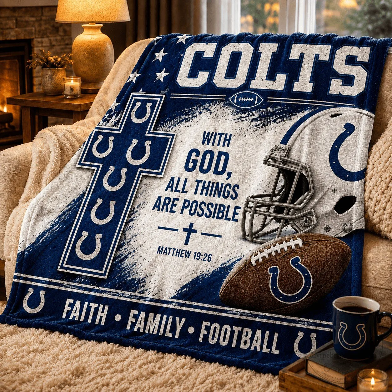 God Makes All Things Possible Blanket - Indianapolis Colts Football Team Design