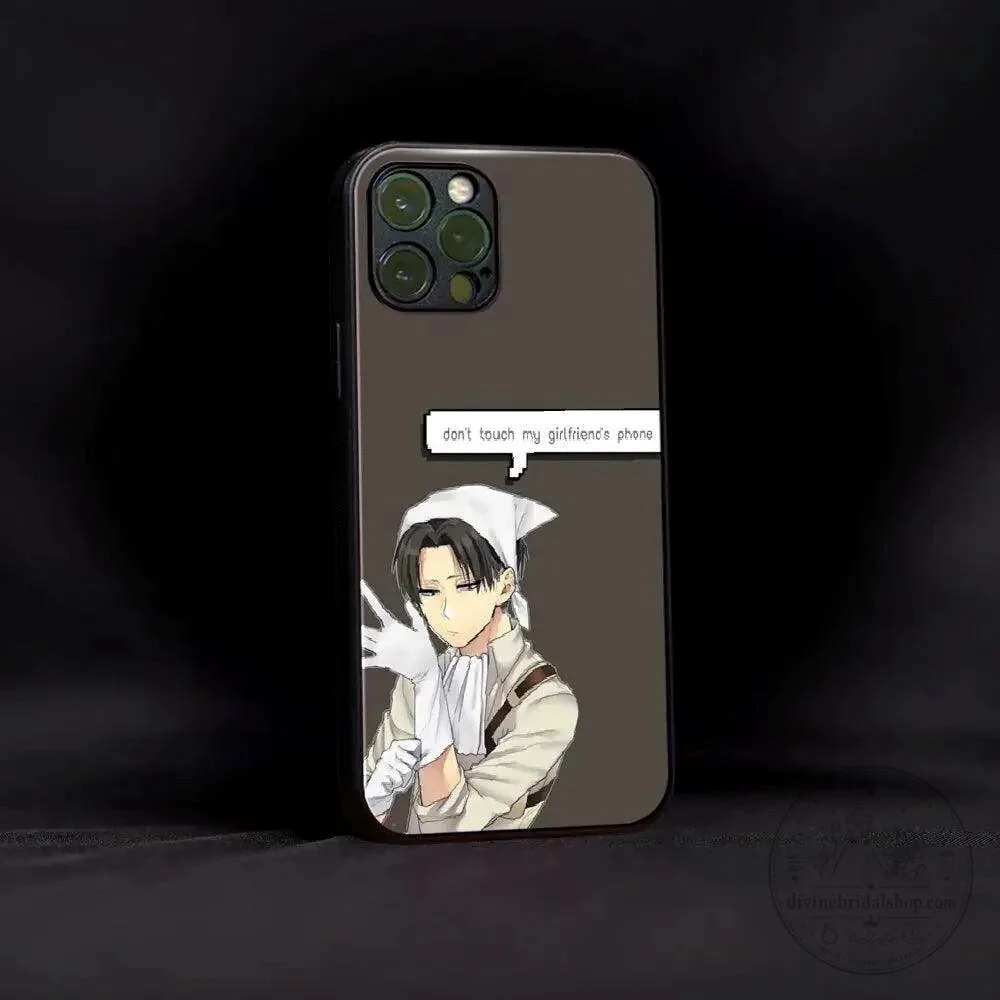Attack on Titan Levi Ackerman Quote Don't Touch My Girlfriend's Phone Case
