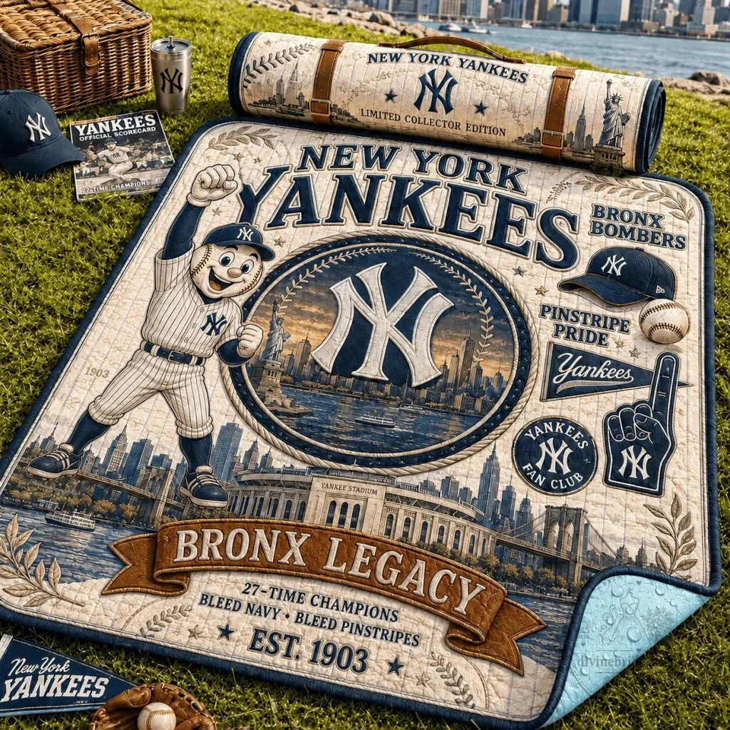 New York Yankees Bronx Legacy Baseball Team Picnic Blanket New York Yankees Bronx Legacy Baseball Team Picnic Blanket