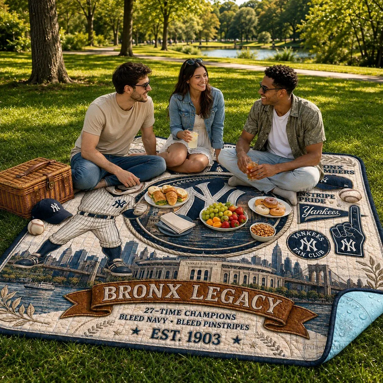 New York Yankees Bronx Legacy Baseball Team Picnic Blanket 6 New York Yankees Bronx Legacy Baseball Team Picnic Blanket