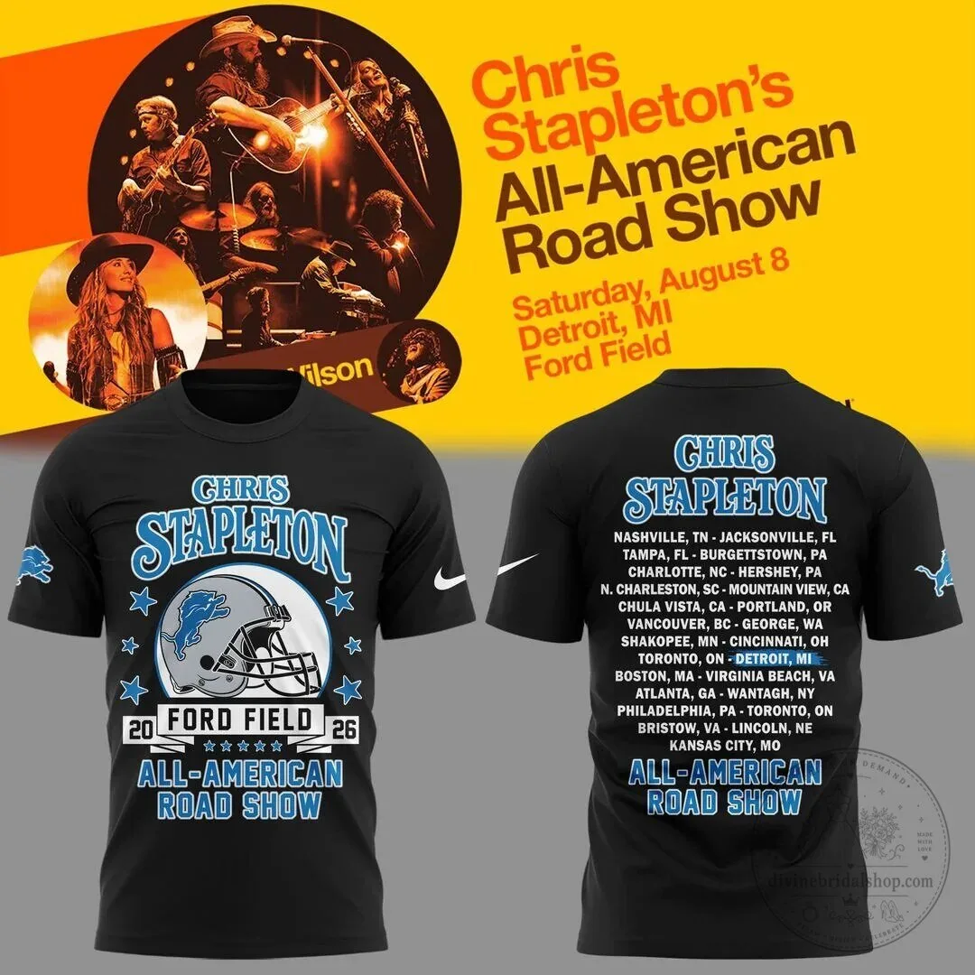 Chris Stapleton All American Road Show Detroit Lions T-Shirt