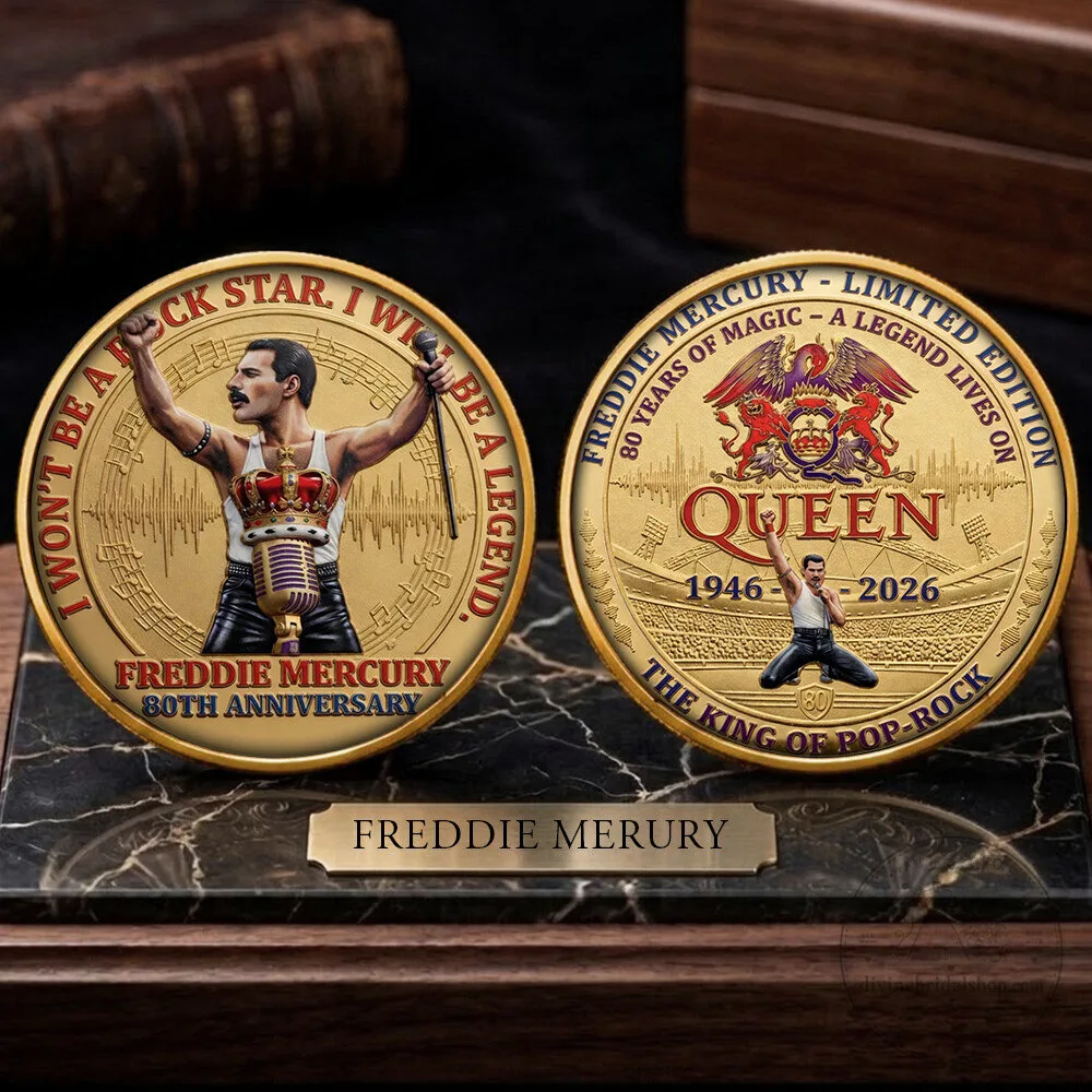 Freddie Mercury 80th Anniversary Queen Band Commemorative Gold Coin