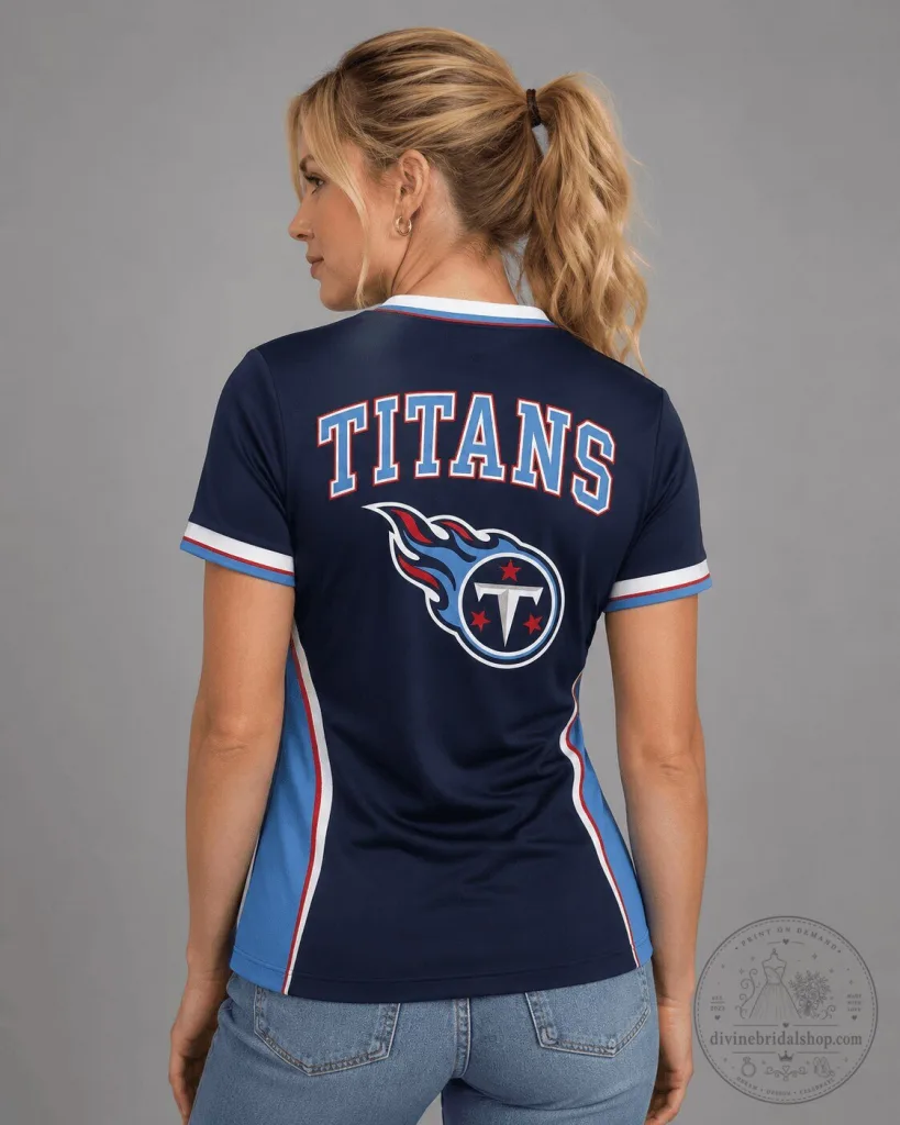 Tennessee Titans NFL Football Team Women's V-Neck Performance T-Shirt 24 Tennessee Titans NFL Football Team Women's V-Neck Performance T-Shirt